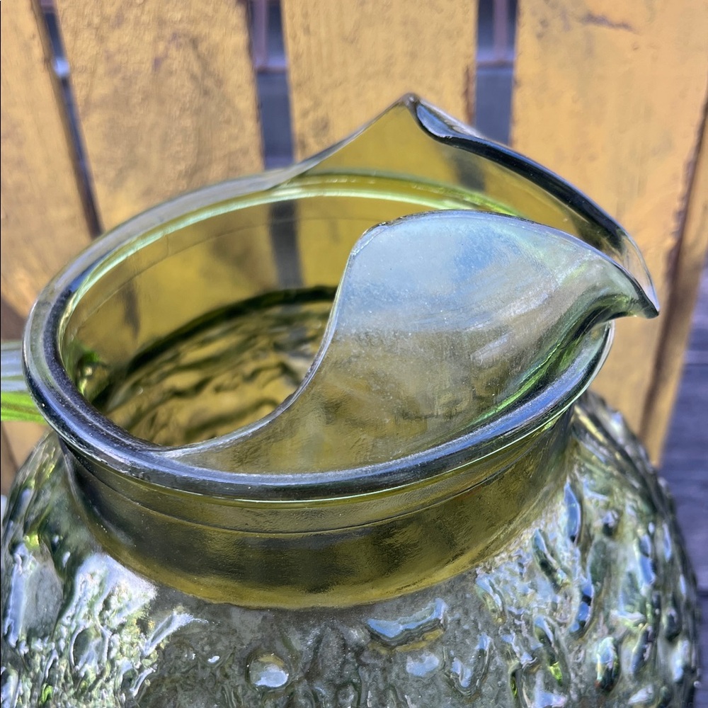 Green Textured Glass Pitcher - Picture 2 of 4